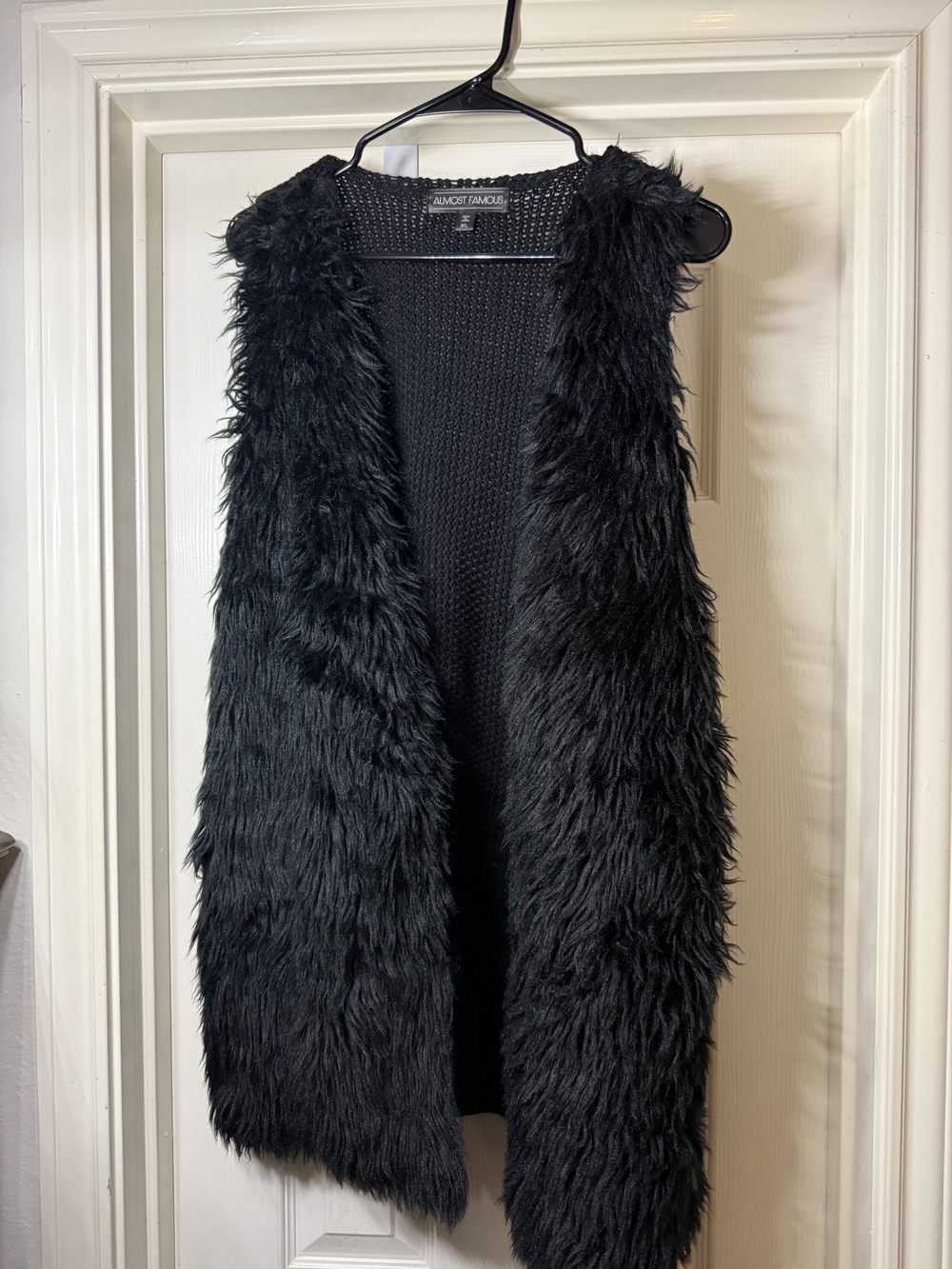 Almost Famous Black Faux Fur Long Vest